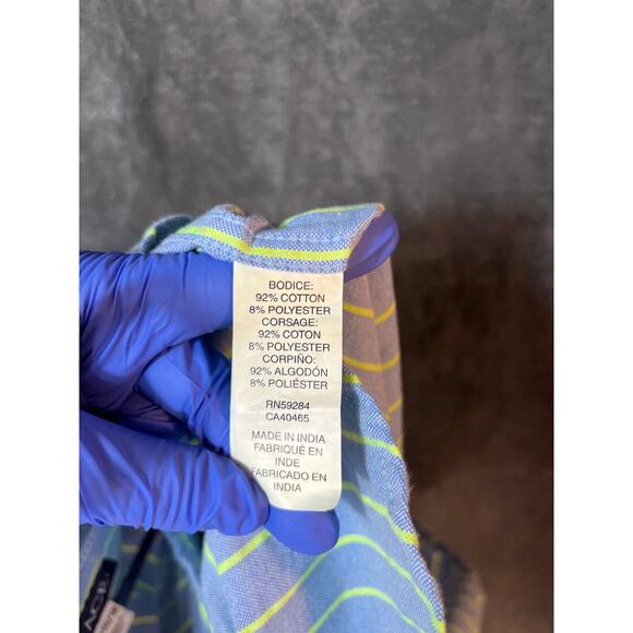 Boys NWT Children’s Place Blue & Yellow Striped Long Sleeve Button Down Shirt 10 - Picture 4 of 6